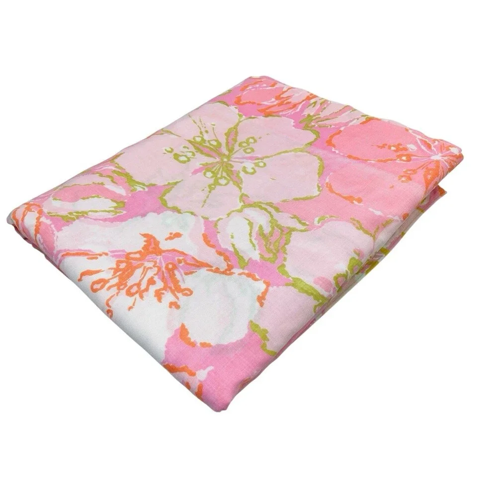 Vintage Cannon Monticello Full Size Flat Sheet Pink Floral 60s Retro Mod Hippie